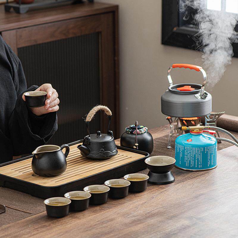 户外煮盘茶炉便52748202式旅行茶具套装带烧夫水携功车载露营泡茶