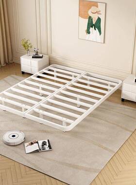 日式简头约无床悬浮床架子排骨架家用00人铁艺床厚单人双铁架加子