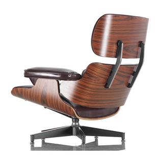 伊姆沙斯椅现货风胡桃木皮质休闲中古单人休闲书房老板脚踏伊姆斯