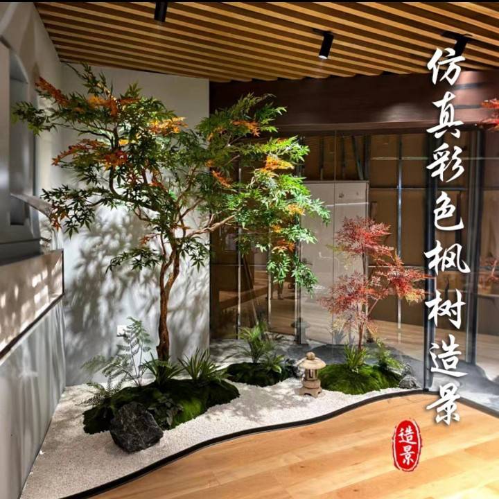 仿真绿枫树鸡爪槭假树景观天井橱窗软装造景植物组合绿植装饰摆件