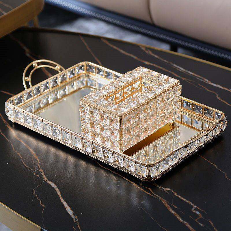 创意欧式水晶巾盒摆简约无品牌/客厅餐桌纸茶奢几收纳轻抽纸盒件,收纳整理,纸巾盒,淘宝优惠券,粉丝福利购,淘宝优惠卷