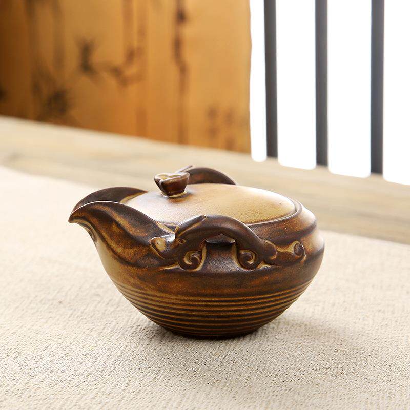 小粗陶陶瓷夫壶泡茶单人单壶家用办公壶室用复古中式壶F9679M96小