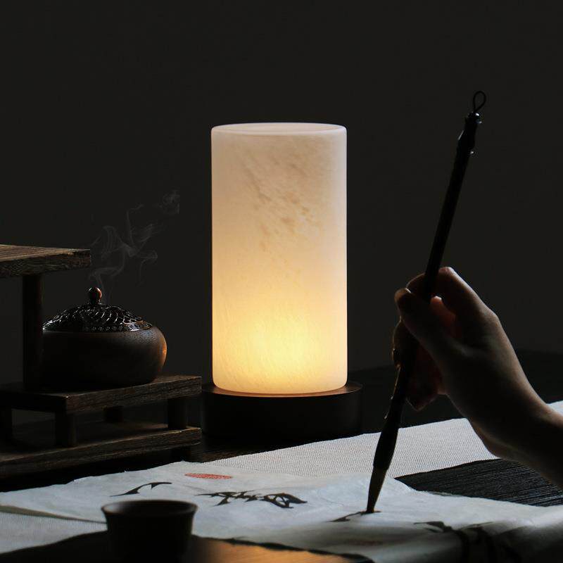 围新中式复古卧室电床头柜灯47720台灯插书桌看书装饰玻高端房璃