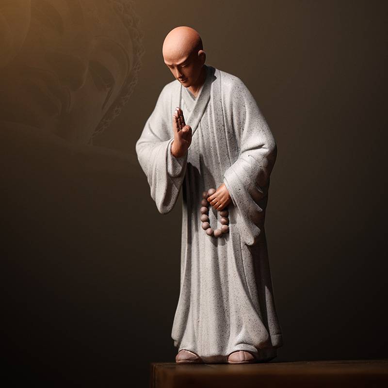 禅意小和尚摆件中式家居创意人物陶瓷摆设小僧茶室茶桌桌面装饰品
