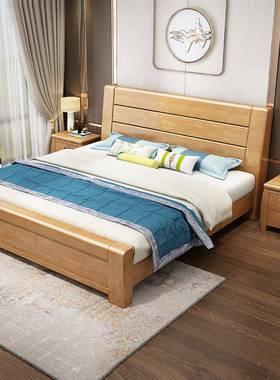 新中式木床榫卯床1.5M1908#大双人床简约卧经实济型现代家具主室