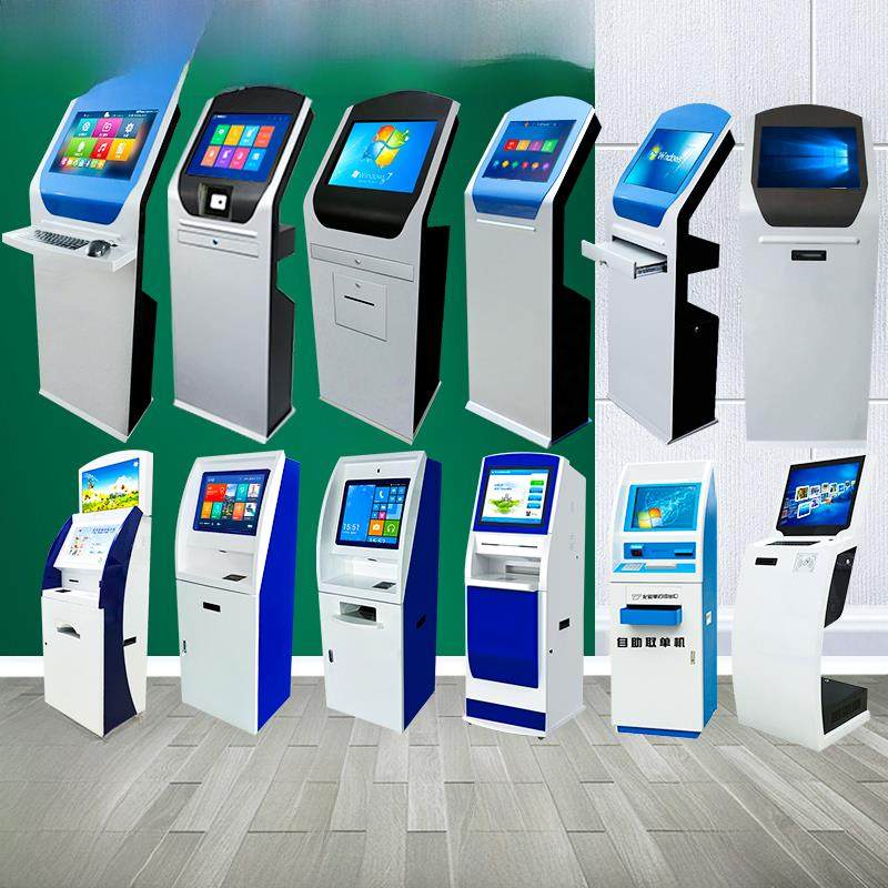 19/22寸落地触摸屏查询机电脑立式触控终端工控一体机柜抽屉键盘