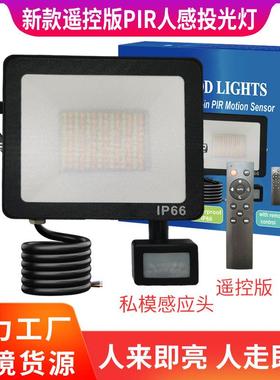 新品上市遥控版PIR人感投光灯户外楼道庭院家用照明防水防晒
