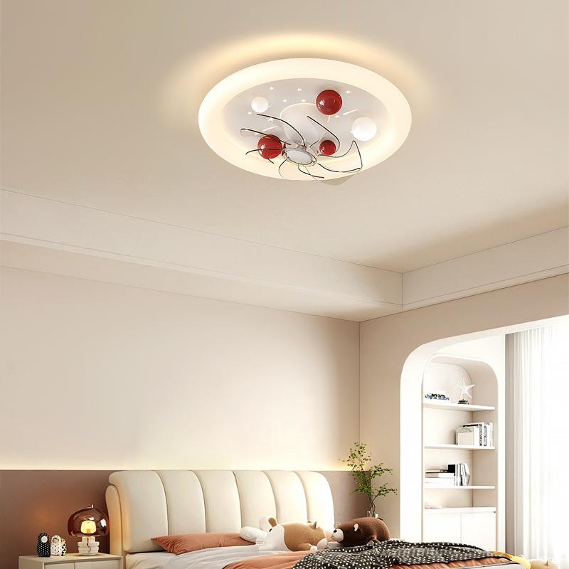 儿童房吸顶风扇灯男孩女孩云朵卧室灯奶油风静音房间护眼灯具