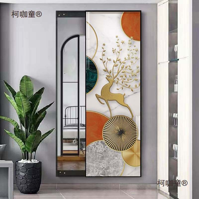隐藏式镜子壁挂式全身镜推拉卧室隐形试衣镜悬挂家用装饰画麦太保
