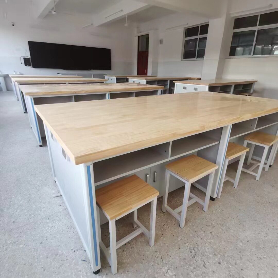 厂家直销橡松木台面劳技桌手工操作台综合实践探究桌钢木实训桌