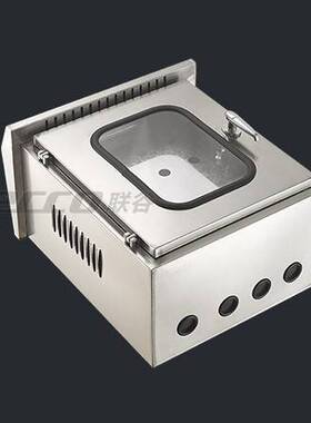 联谷不锈钢内外门箱300*400*250mm/双层门电控箱/IP55室外防水箱