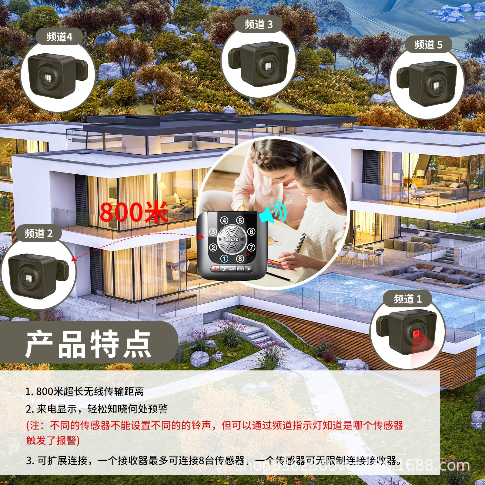 红外报警器车道感应器太阳能防水果园警报器感应室外太阳能防盗