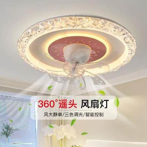 led吸顶卧室风扇灯柔风摇头静音风扇带灯一体语音智能灯中山灯具