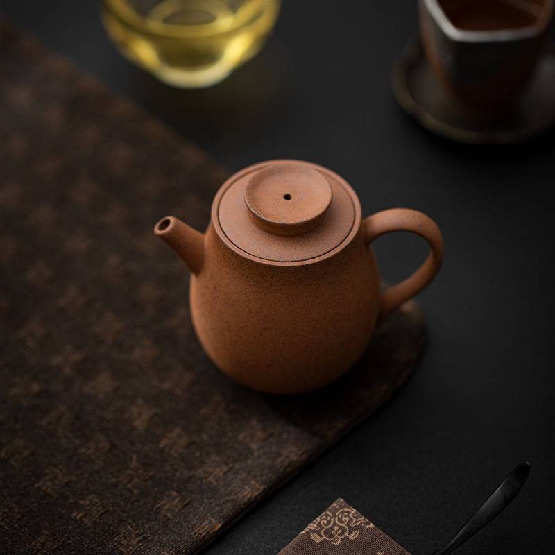 老岩泥巨轮珠茶壶国风粗陶小茶壶单壶球孔过滤泡茶壶中式泡茶器