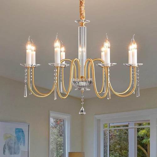 新款高端美式灯客厅极简卧室简约餐厅灯铁艺法式复古轻奢水晶吊灯