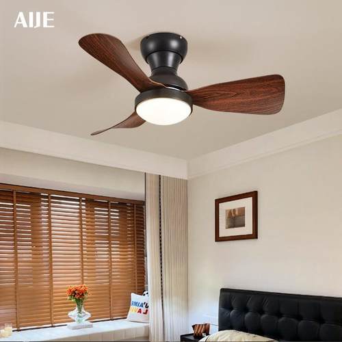 新中式卧室风扇灯吸顶护眼静音简约书房餐厅家用中古风小风扇吊灯