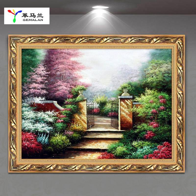 欧式客厅装饰画餐厅挂画饭店玄关走廊过道墙面壁画山水风景画油画
