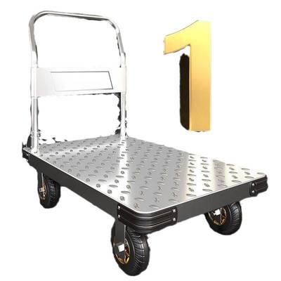 手推车搬运车小推车拉货加厚大号便携手拉车折叠钢板车家用平芳素