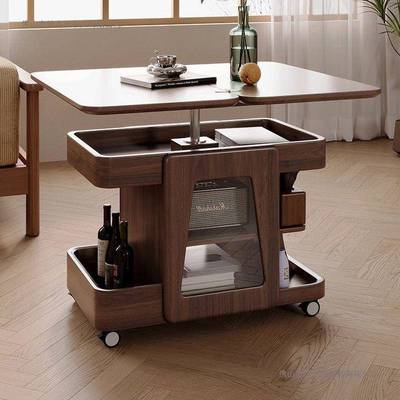 可移动茶几简约小户型现代简约折叠客厅沙发升降家用推车实木边几