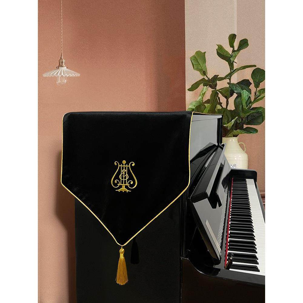 轻奢丝绒钢琴披美式复古琴旗桌旗装饰盖巾布艺钢琴防尘盖布谱架垫