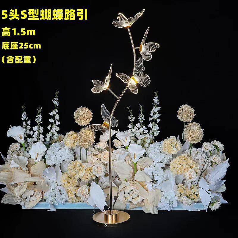 新款婚庆道具S蝴蝶路引灯婚礼发光舞台场景布置活动氛围装饰路引