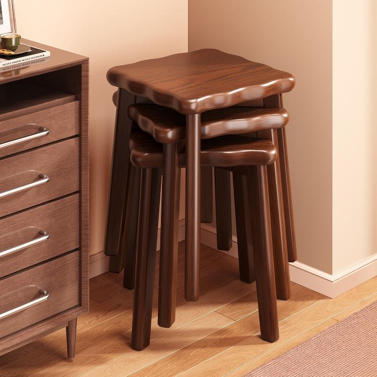 实木凳子家用可叠放客人备用凳餐桌化妆梳妆凳结实耐用新中式方凳