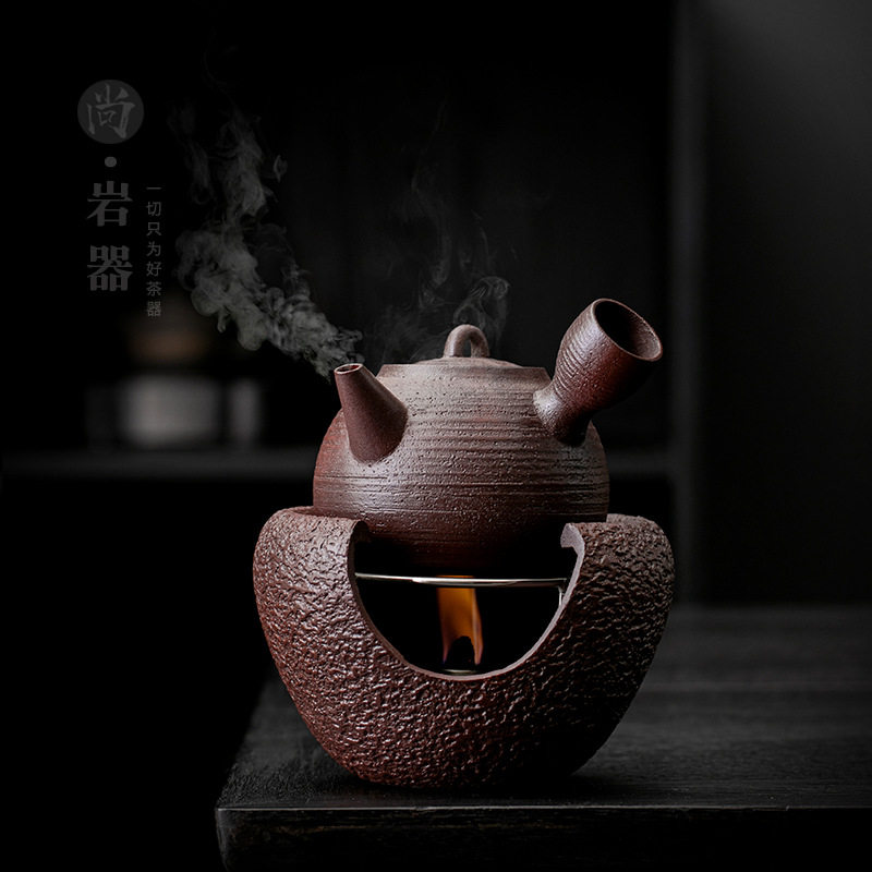粗陶小型煮茶炉室内煮茶器具全套陶瓷侧把壶酒精炉复古暖茶小碳炉