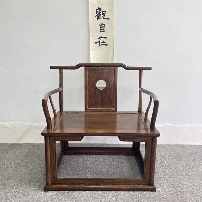 J^禅椅中式打坐椅老榆木太师椅实木围椅禅修椅盘腿椅白胚茶椅主