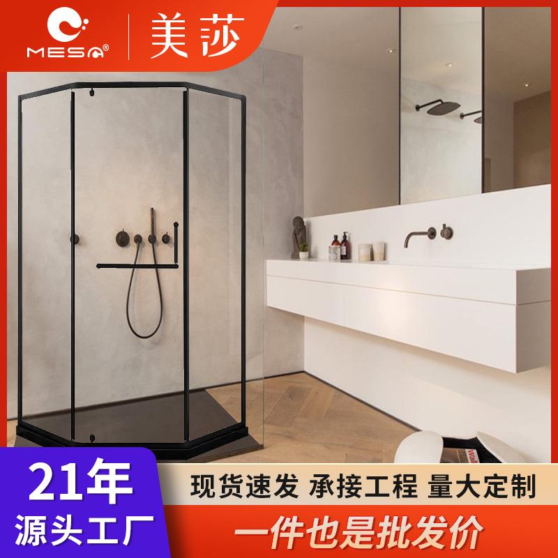 钻石型淋浴房隔断极窄干湿分离玻璃门卫生间整体浴室简体家用