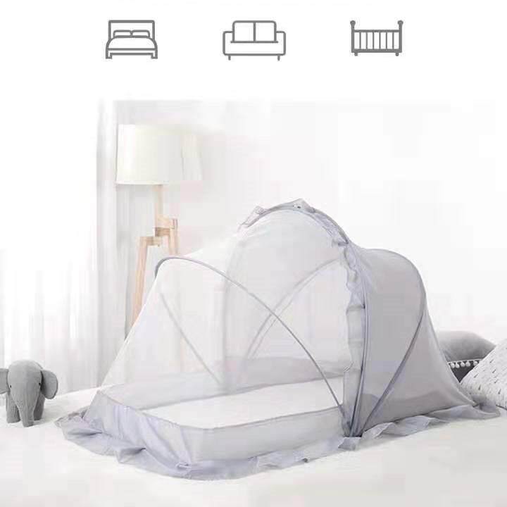 婴儿床蚊帐罩宝宝蒙古包蚊帐便携式可折叠儿童床宝宝床无底全罩式