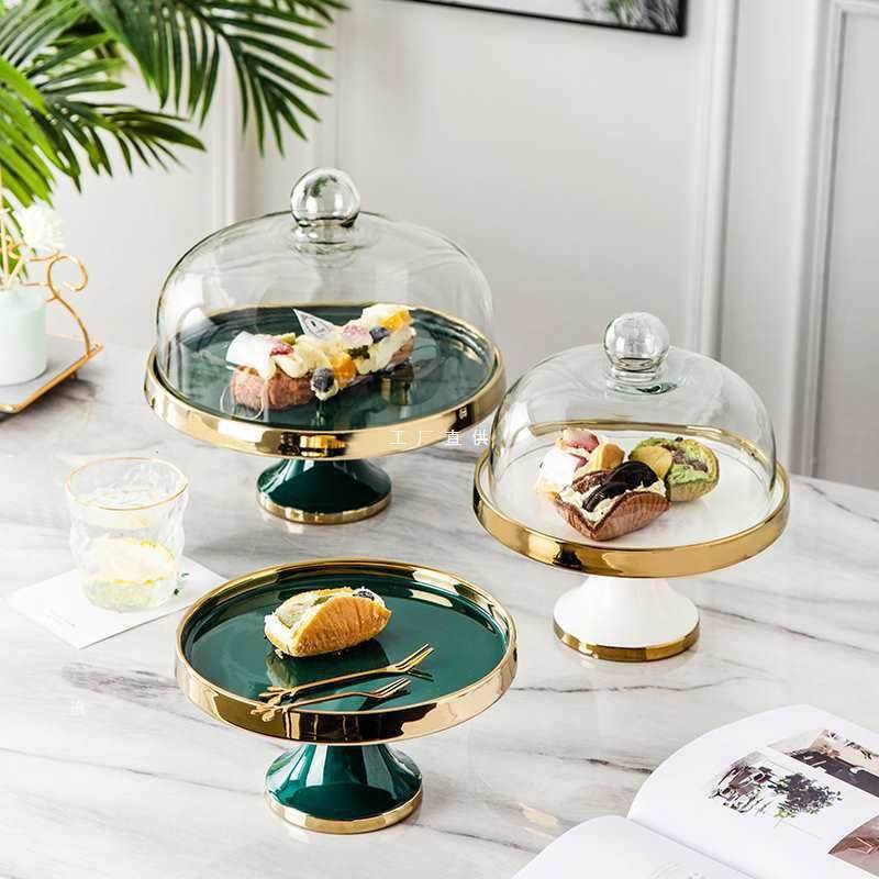 陶瓷甜品台蛋糕盘玻璃罩商用蛋糕托盘高脚果盘摆台展示架水果托盘,餐饮具,果盆/果盘/果篮,淘宝优惠券,粉丝福利购,淘宝优惠卷