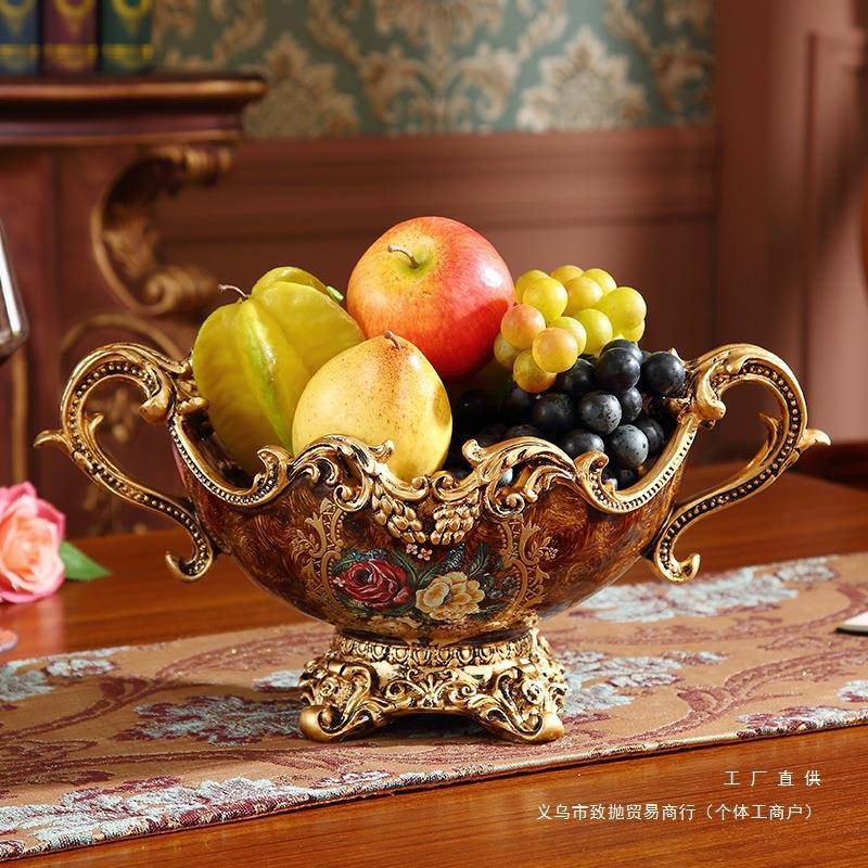 欧式水果盘奢华客厅茶几餐厅装饰品创意美式复古干果盘家用果盘品