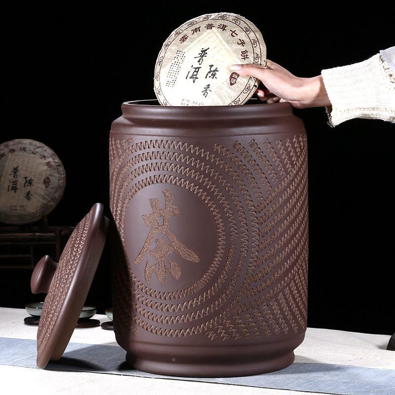 罐20饼4388直筒装大号茶缸手工素面陶4紫泥罐子10斤装存茶罐388