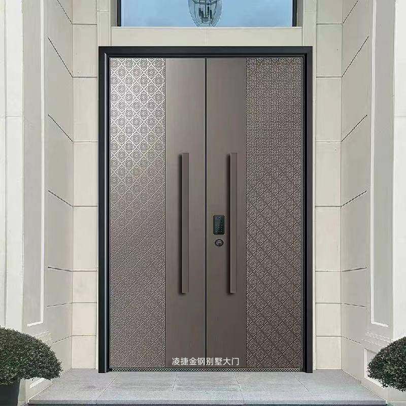 家用高端别墅大门双开门铜门乡村庭院门农村自建进户门智能铸铝门