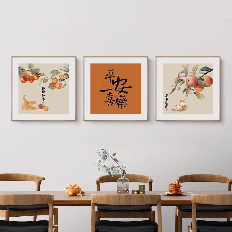 深圳大芬村油画餐厅画装饰画新中式吃饭餐桌边柜厨房客厅墙壁挂画