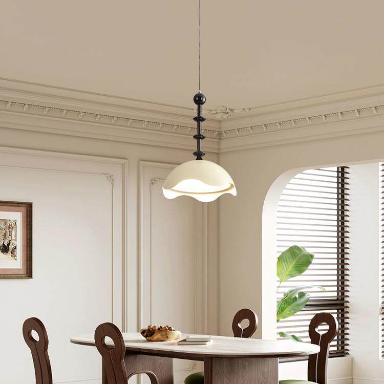 法式奶油风蛋壳餐厅吊灯简约中古餐桌灯美式复古饭厅灯日式诧寂风