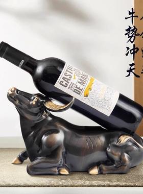 铜牛红酒架桌面玄关卧室电视柜酒柜客厅装饰家居饰品轻奢高档摆件