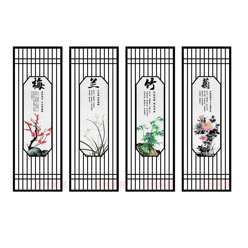 新餐中式铁PL-6艺隔屏风客厅入户门遮玄关不锈钢办断公室厅装饰轻