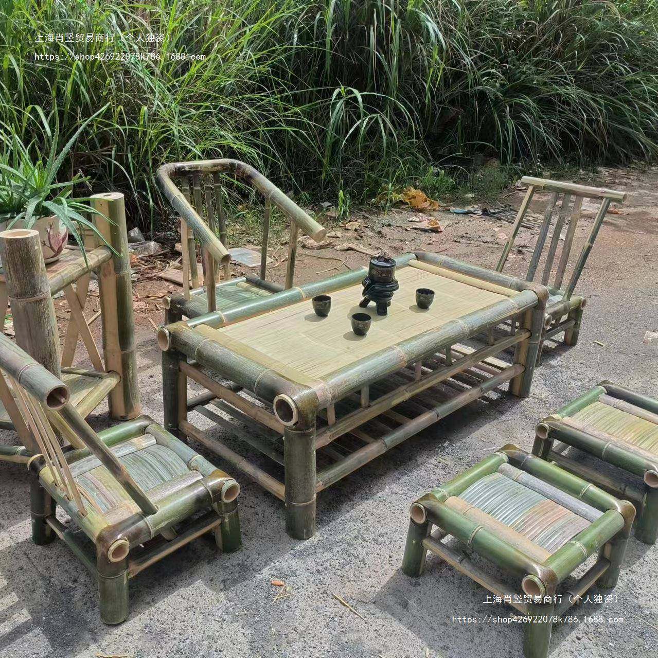 竹桌子茶几竹子桌椅现货全套纯手工制作楠竹饭桌茶桌老式农家方桌
