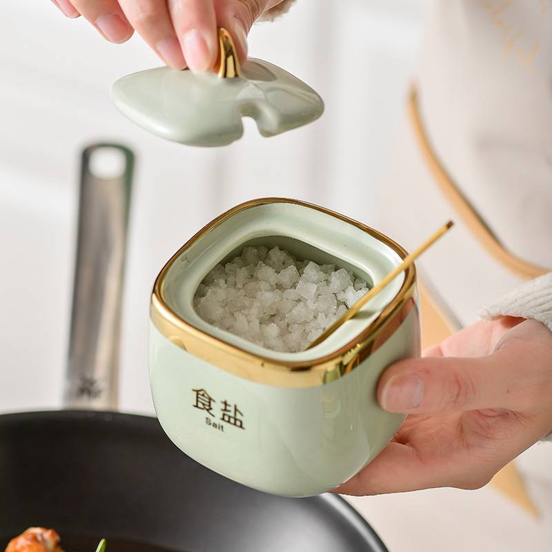 高颜值厨房调料盒玻璃调味瓶套装家用陶瓷调料罐子油盐酱醋收纳盒