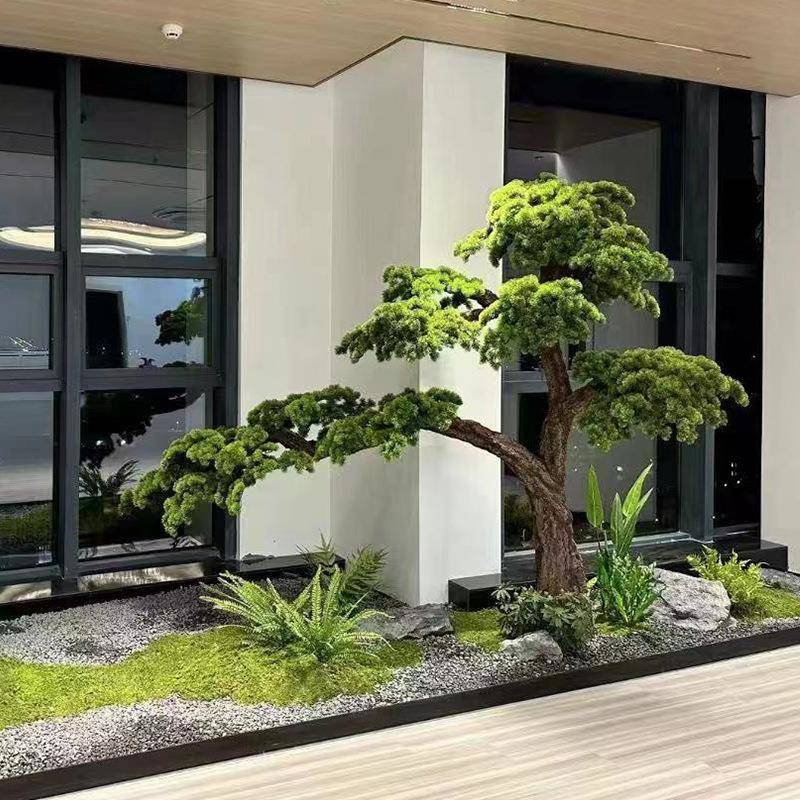 仿真松树大型迎客松装饰中式新造景绿植装饰假室内酒店罗汉松橱窗