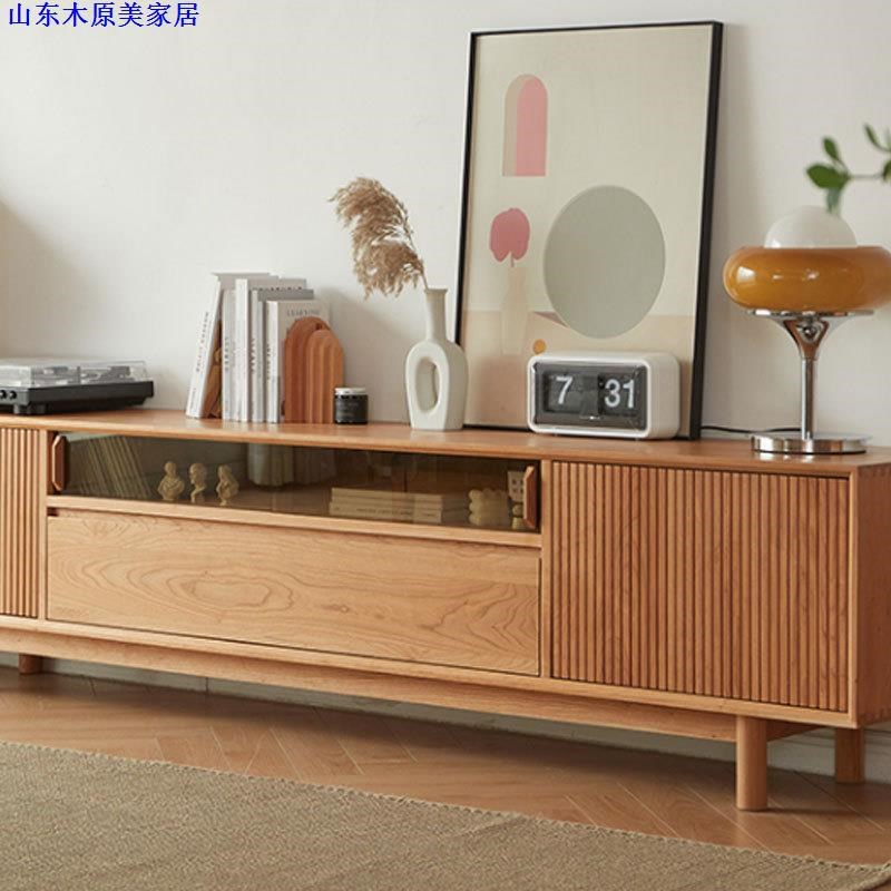 北欧实木电视柜樱桃木日式简约原木视听柜客厅Y复古储物柜