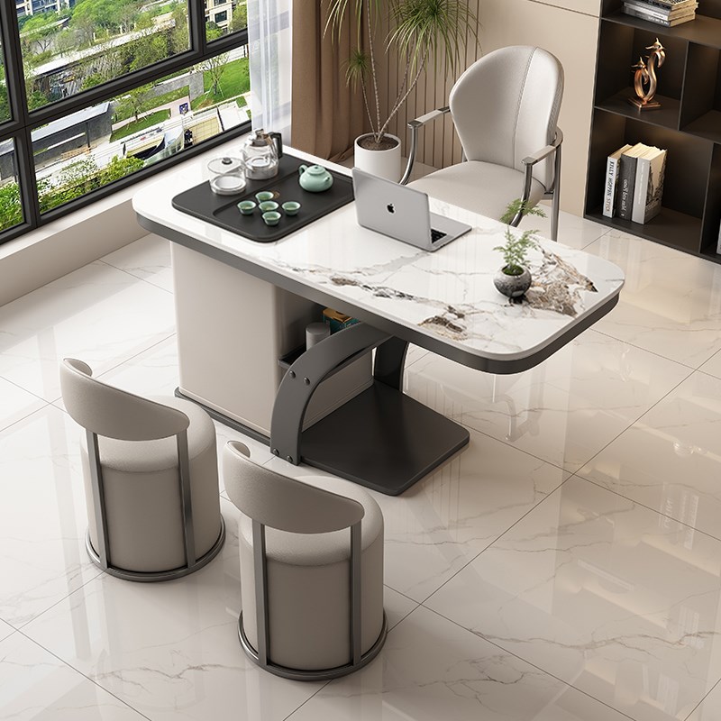 轻奢岩板阳台茶桌椅组合现代高级感茶几客厅家用小茶台Y烧水壶一