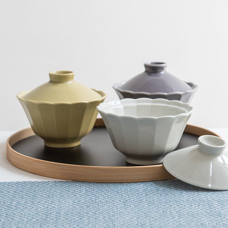 日本进口Studio M花柚子和风复古带盖碗家用甜品碗汤盅鸡蛋羹茶杯图片