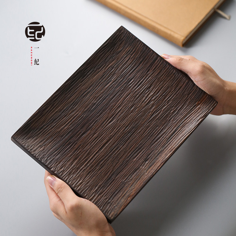 黑檀木实木一体茶托盘茶盘轻奢长方形收纳承盘子功夫茶干泡台茶台