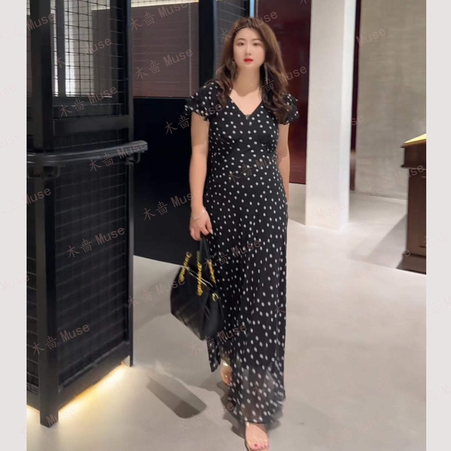 【黑波点】新款斜裁收腰显瘦女装连衣裙轻奢气质法式黑色波点