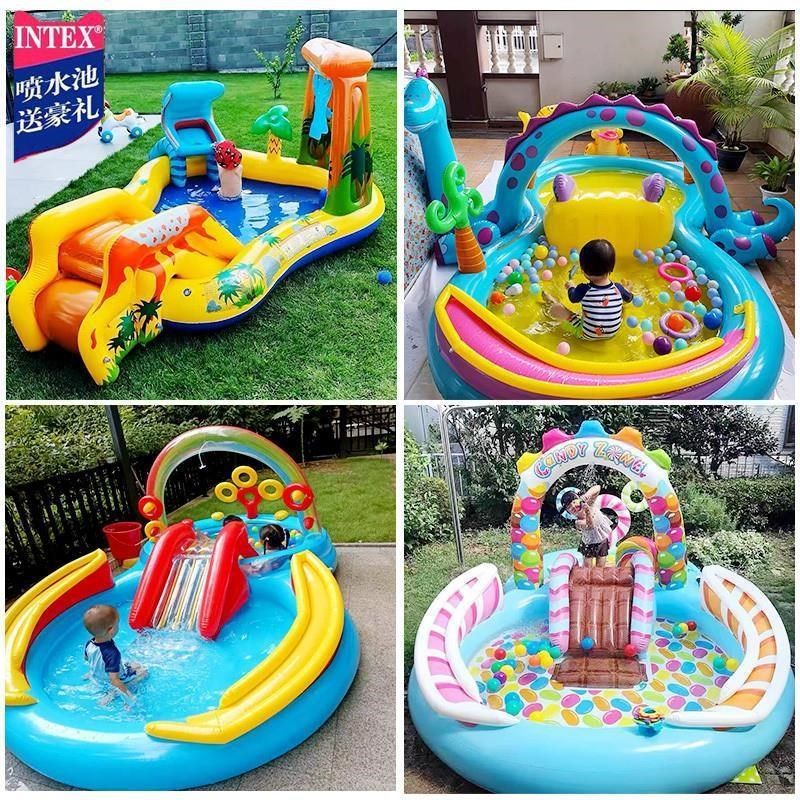 儿童滑梯游泳池充气pvc环保家用小孩宝宝海洋球池家庭喷水戏水池