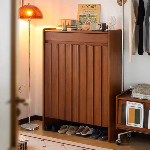 简约实木鞋柜家用入户门口u玄关柜复古北欧大容量收纳储物柜门厅