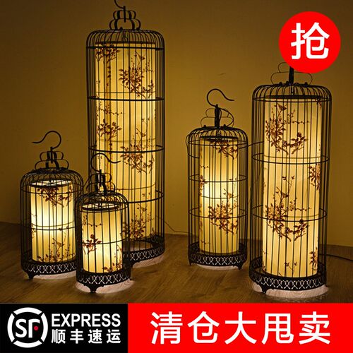 新中式铁艺鸟笼灯k创意吊灯古典过道灯饰餐厅灯具酒店挂灯复古灯