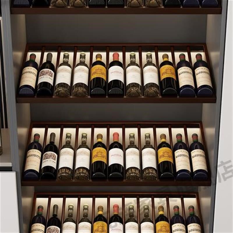 红酒架斜放高端酒柜铁艺红酒斜放层架光属亚金黑悬挂装饰发光酒定